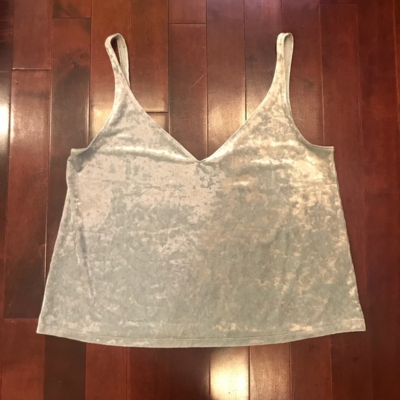 H&M Tops - NWT H&M Mint Velour Velvet V Neck Tank Top Large